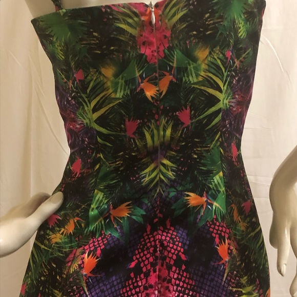 Genese London Tropical Satin Dress with colourful rhinestone detailing Small 4US - Picture 13 of 17